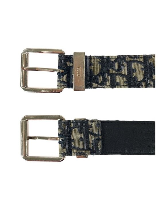 Dior Blue Jacquard Navy Silver Canvas Leather Belt main image 4
